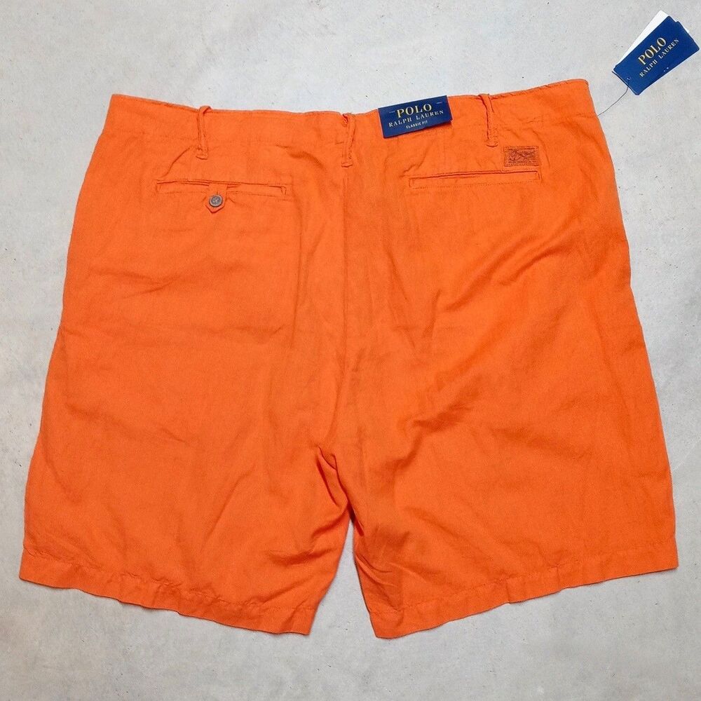 *READ* NWT Polo Ralph Lauren Shorts Mens 40 Linen Blend Orange Classic Fit Beach - Picture 5 of 13
